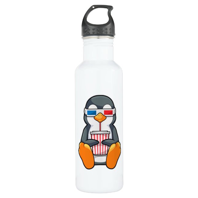 Botella De Agua Gafas de cine pingüino Taza de bebida (Anverso)