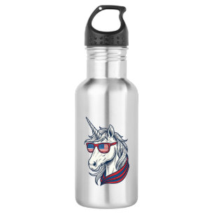 Botella De Agua Gafas de sol con bandera de unicornio patriótico V