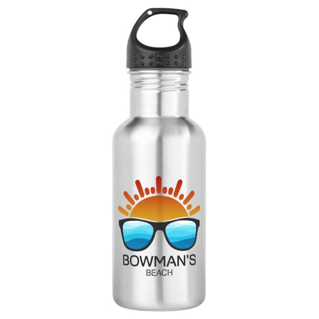 Botella De Agua Gafas de sol de la playa de Bowman Florida (Anverso)