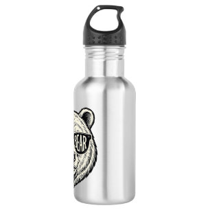 Botella De Agua Gafas de sol de Papá Oso Diseño de vector de cabez