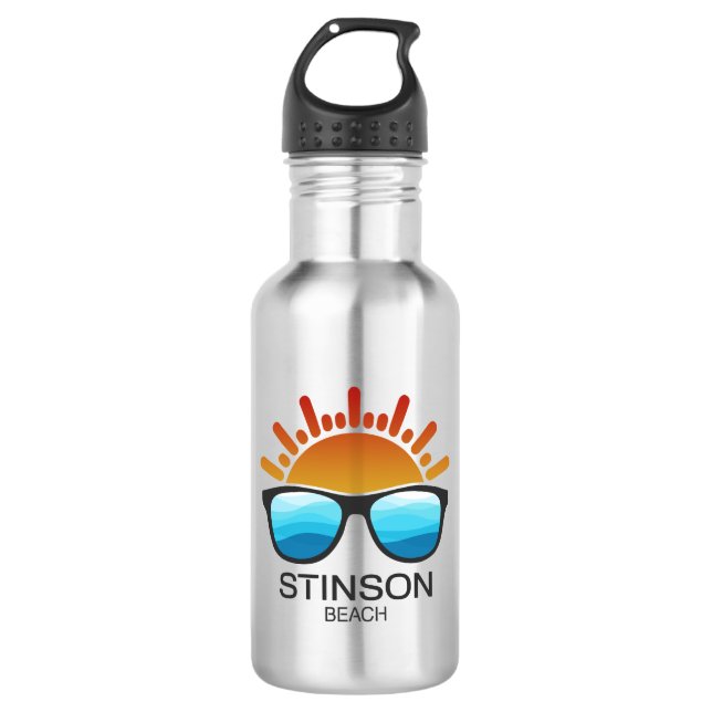 Botella De Agua Gafas de sol de Stinson Beach California (Anverso)