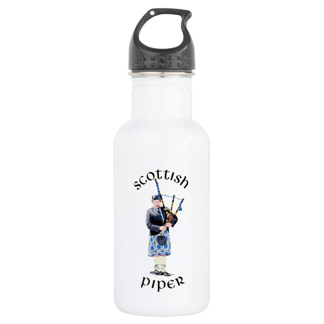 Botella De Agua Gaitero escocés - Cuadro azul (Anverso)