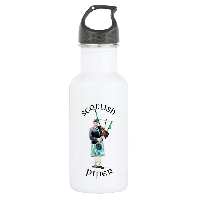 Botella De Agua Gaitero escocés - Cuadros de turquesa (Anverso)