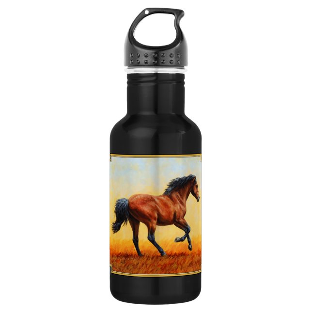 Botella De Agua Gallopaje de Caballos de la Bahía (Anverso)