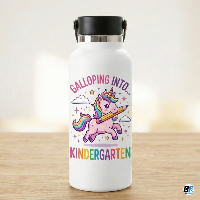 Botella De Agua Galloping Into Kindergarten Magical Rainbow Unicor (Subido por el creador)