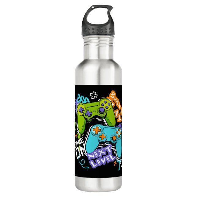 Botella De Agua Game controllers Graffiti  Gaming Born To Play  (Anverso)