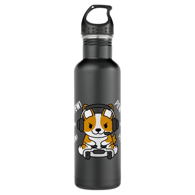 Botella De Agua Gamer Corgi Gaming Dog 44 (Anverso)