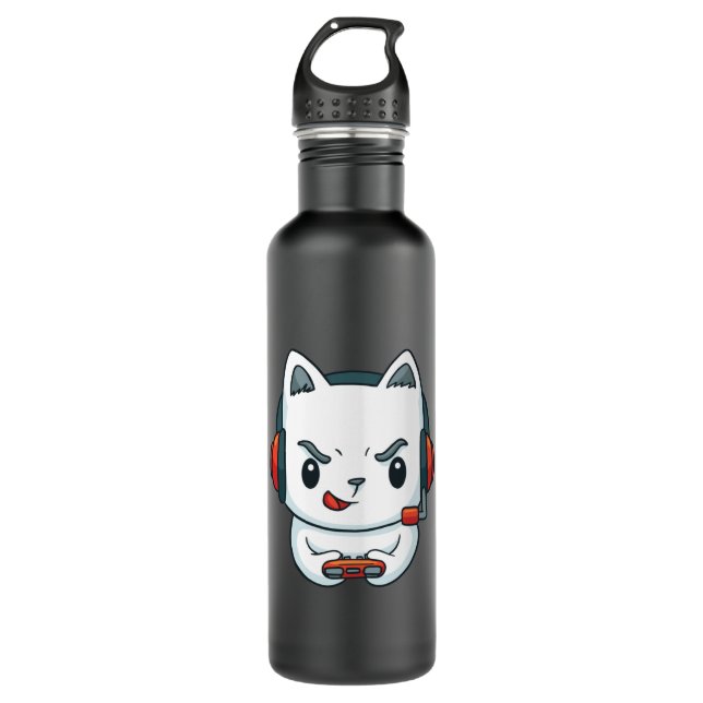 Botella De Agua Gamer Kitten (Anverso)