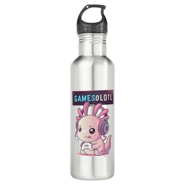 Botella De Agua Gamesolotl - Axolotl Gamer (Anverso)