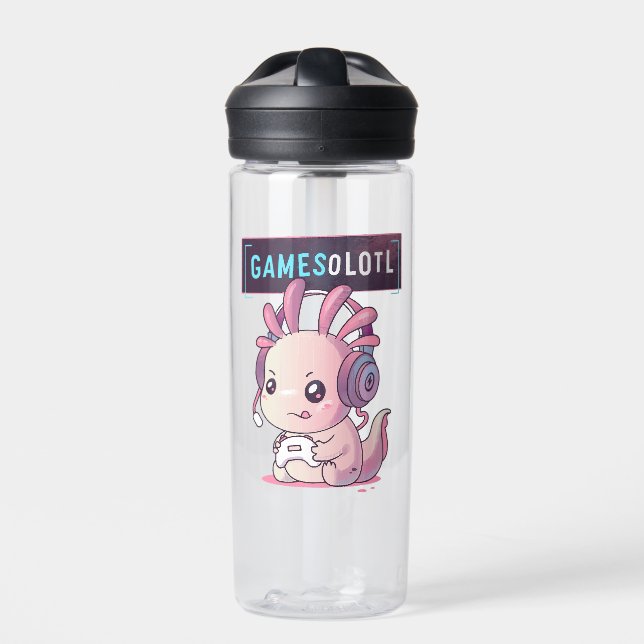 Botella De Agua Gamesolotl - Axolotl Gamer (Delante)