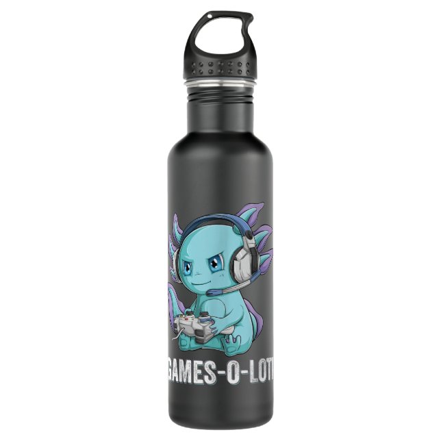 Botella De Agua Gamesolotl Axolotl Video Gamer Kawaii Anime chicos (Anverso)