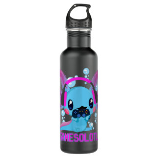 Botella De Agua Gamesolotl Axolotl Video Gamer Kawaii Regalos anim