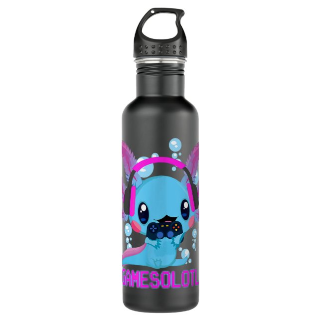 Botella De Agua Gamesolotl Axolotl Video Gamer Kawaii Regalos anim (Anverso)