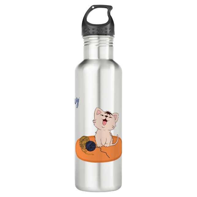 Botella De Agua Gatito con bolas de lana (Anverso)