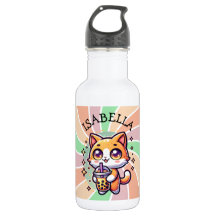 Gatito kawaii con té de burbuja personalizado