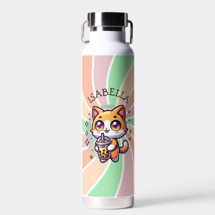 Botella De Agua Gatito kawaii con té de burbuja personalizado