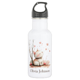 Botella De Agua Gatito personalizado con corazón