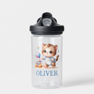 Botella De Agua Gatito Personalizado Jugando Lindo