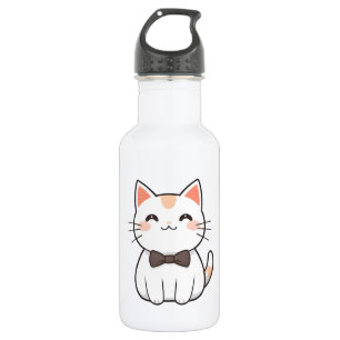 Botella De Agua Gato Adorable con Pajarita Diseño Kawaii