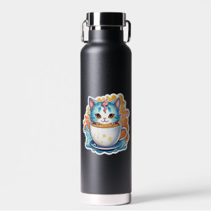 Botella De Agua Gato Adorable Con Taza De Café Diseño De Dibujos A