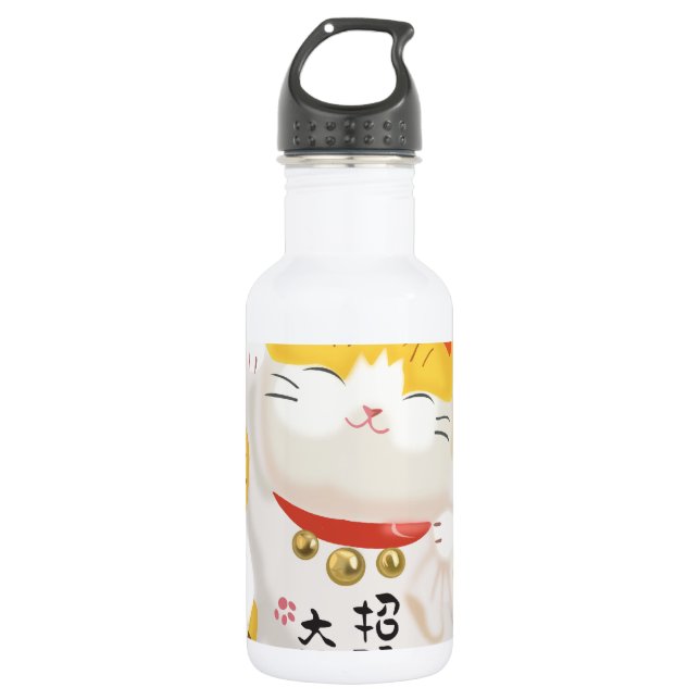 Botella De Agua Gato afortunado japonés (Anverso)