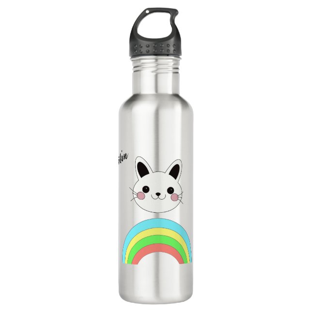 Botella De Agua Gato arcoiris (Anverso)