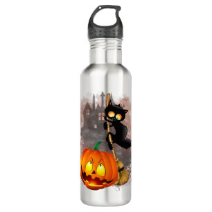 Botella De Agua Gato asustado por un personaje de Halloween divert