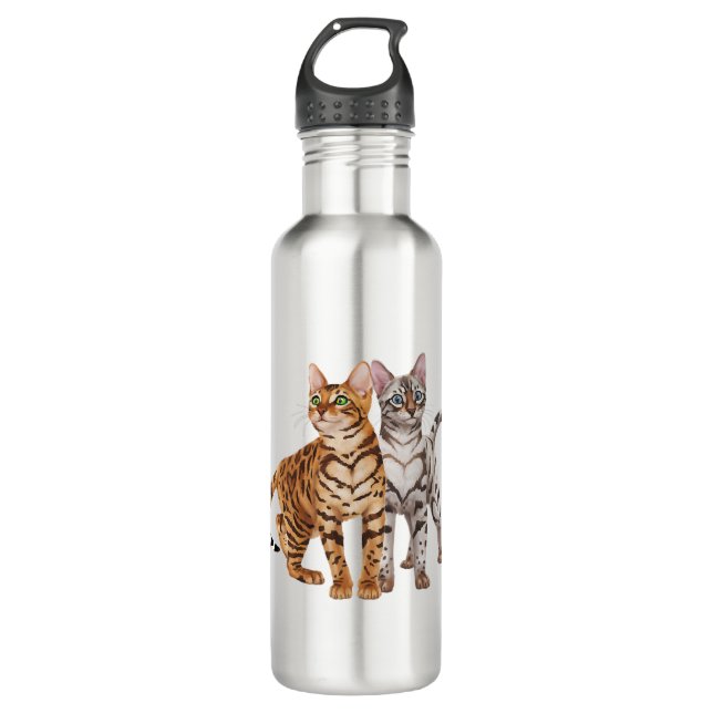 Botella De Agua Gato bengalí codicia rosette y gatos bengalíes de  (Anverso)