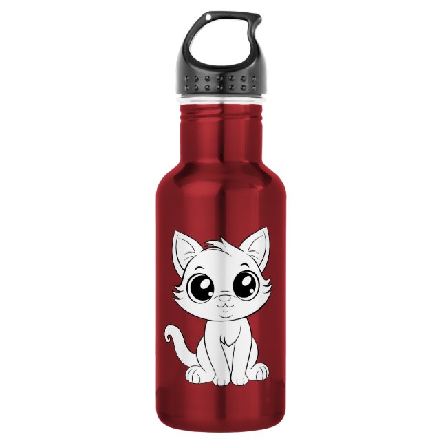 Botella De Agua Gato blanco adorable (Anverso)