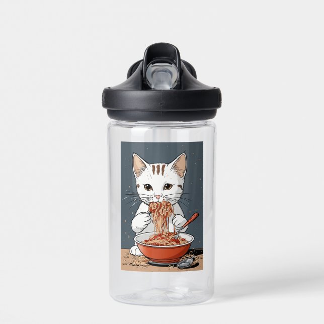 Botella De Agua Gato blanco lindo (Delante)