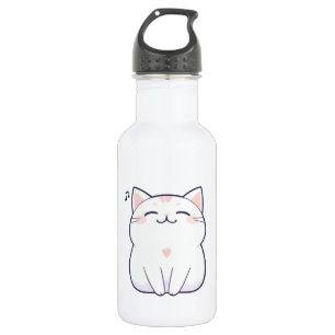 Botella De Agua Gato Cantando con Nota Musical Diseño Kawaii