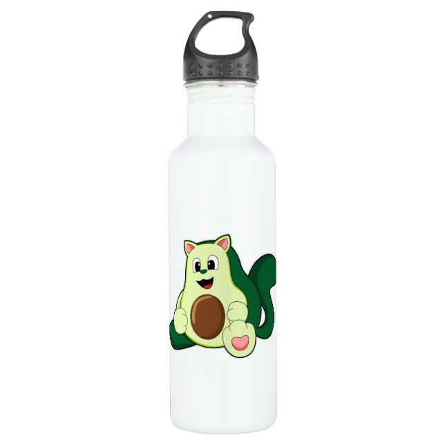 Botella De Agua Gato como aguacate (Anverso)