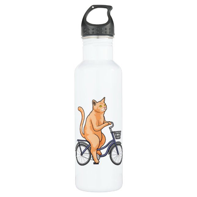 Botella De Agua Gato con bicicleta (Anverso)