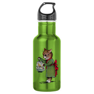 Botella De Agua Gato con jaula de pájaro, Louis Wain