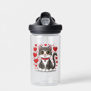 Botella De Agua Gato con Símbolos de Amor Clipart-85245