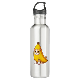 Botella De Agua Gato con traje bananero