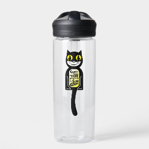 Botella De Agua Gato curioso amarillo negro