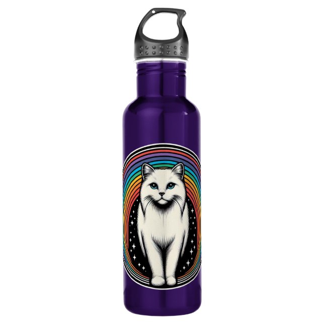 Botella De Agua Gato de arco iris (Anverso)