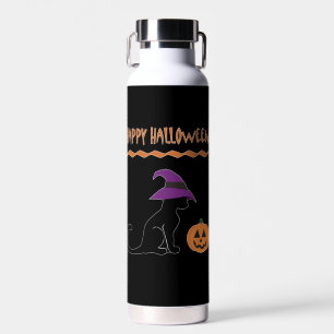Botella De Agua Gato de bruja de Halloween y calabaza