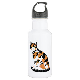 Botella De Agua Gato de Calico sentado