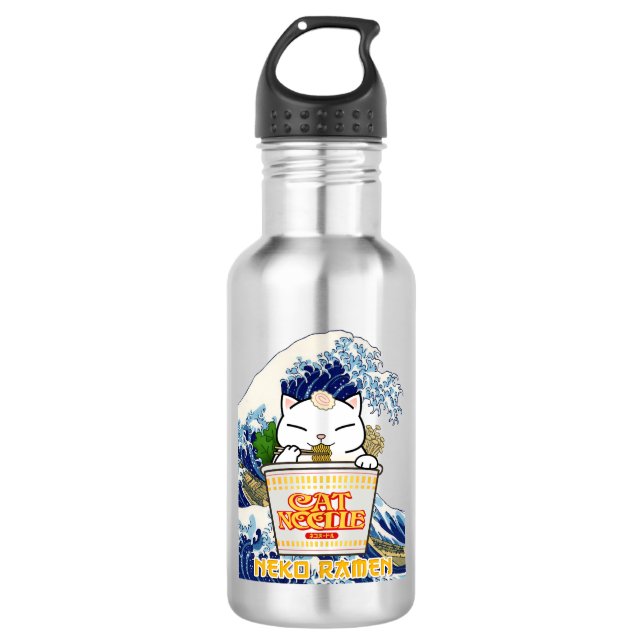 Botella De Agua Gato de Fideos de la Copa Ramen (Anverso)
