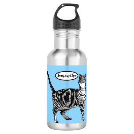 Botella De Agua Gato de gato negro y blanco en la tabla Botella de