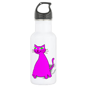 Botella De Agua Gato de grasa rosa