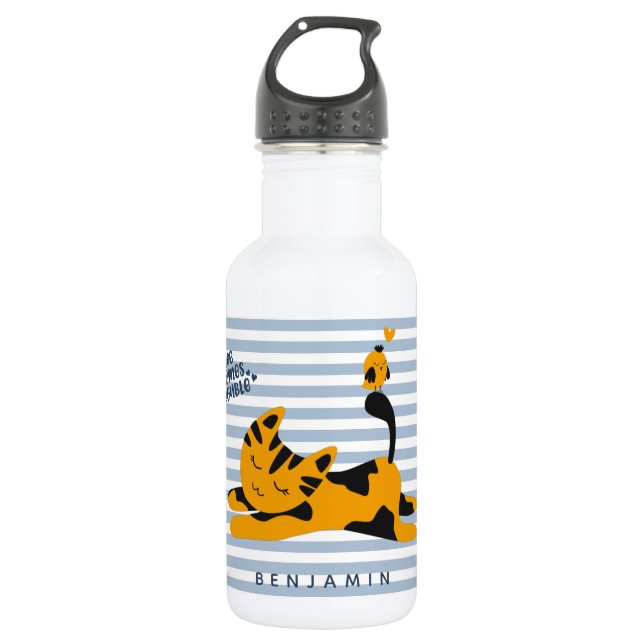 Botella De Agua Gato de jengibre lindo - Niños personalizados (Anverso)