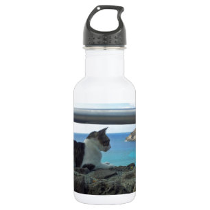Botella De Agua Gato de la bahía de Hawaii Hanaumna