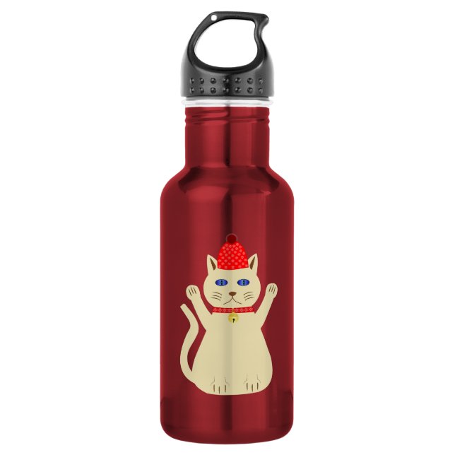 Botella De Agua Gato de Navidades de corte (Anverso)