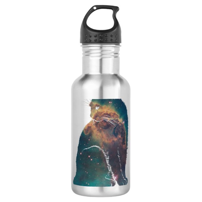 Botella De Agua Gato de nebulosa espacial (Anverso)