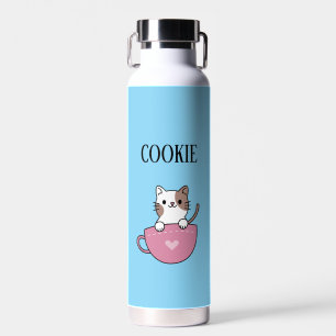 Botella De Agua Gato de taza de té personalizado 