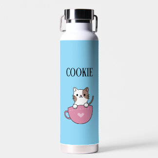 Botella De Agua Gato de taza de té personalizado