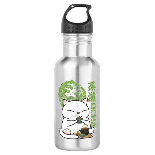 Botella De Agua Gato de té verde Matcha